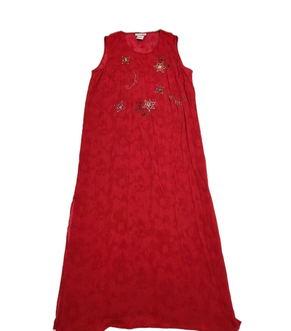 CM Shapes Vintage 90s Beaded & Embroidered Boho Fairy Feminine Maxi Dress SZ L